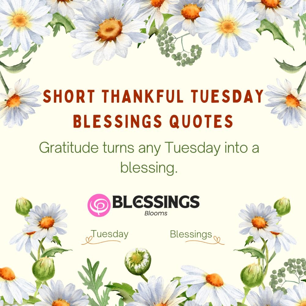 Short Thankful Tuesday Blessings Quotes