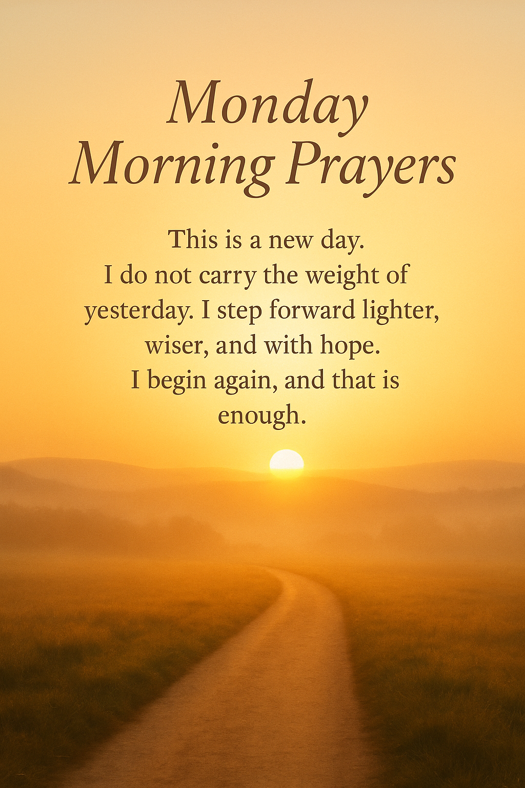 This is a new day. I do not carry the weight of yesterday. I step forward lighter, wiser, and with hope. I begin again, and that is enough.