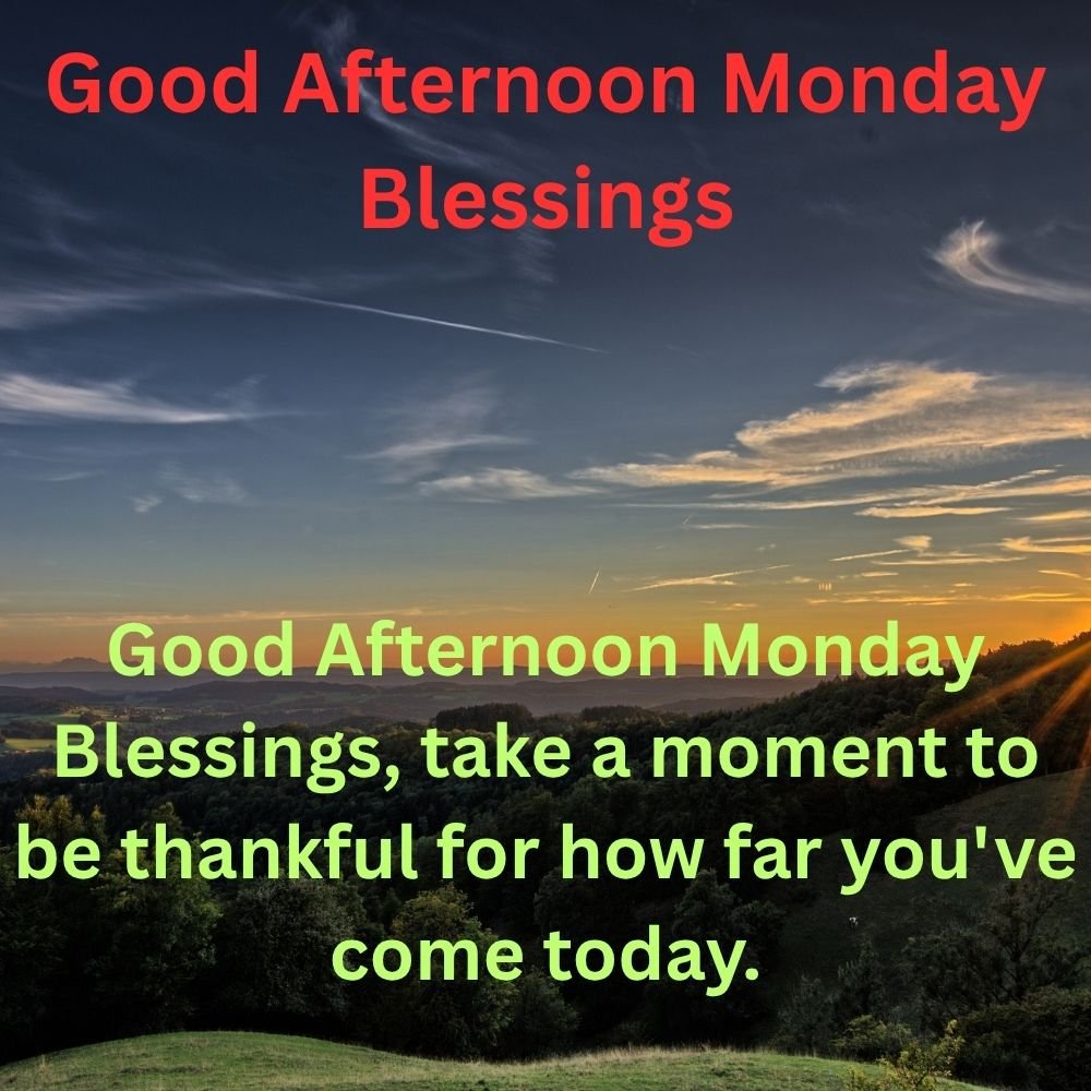 Good Afternoon Monday Blessings, take a moment to be thankful for how far you've come today.