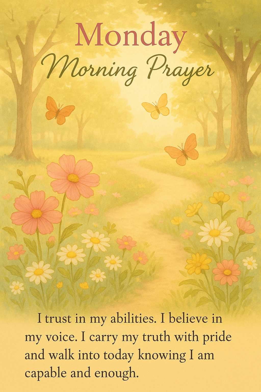 I trust in my abilities. I believe in my voice. I carry my truth with pride and walk into today knowing I am capable and enough.